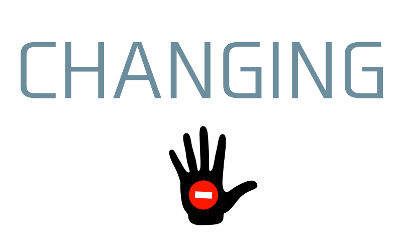 changingの文字と手のひら